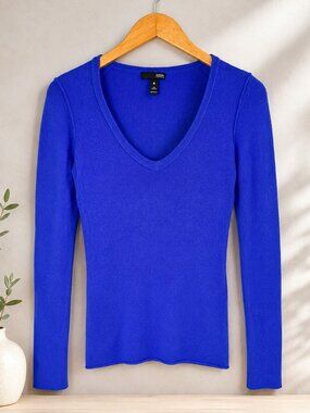 Aqua Cashmere Blue V Neck Sweater Women's Small Pullover